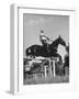 Capt. Theodore Galiza, Russian Riding Master, Taking Triple Bars, Horse Show Organized-Alfred Eisenstaedt-Framed Photographic Print