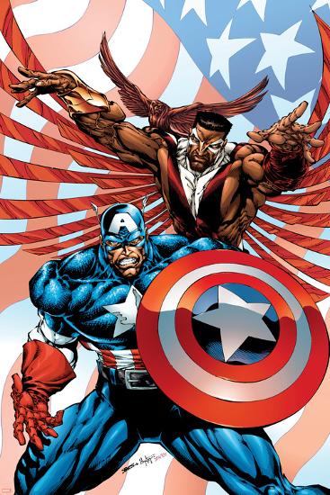 Captain America And The Falcon No.2 Cover: Captain America and Falcon-Bart Sears-Lamina Framed Poster