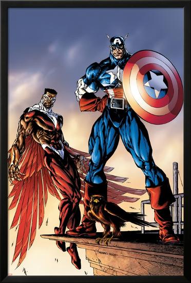 Captain America And The Falcon No.3 Cover: Captain America and Falcon-Bart Sears-Lamina Framed Poster