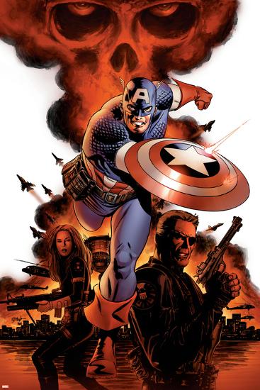 Captain America No.1 Cover: Captain America, Nick Fury and Black Widow-Steve Epting-Lamina Framed Poster