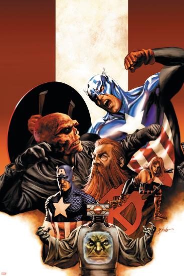 Captain America No.42 Cover: Captain America, Red Skull, Zola and Arnim-Steve Epting-Lamina Framed Poster