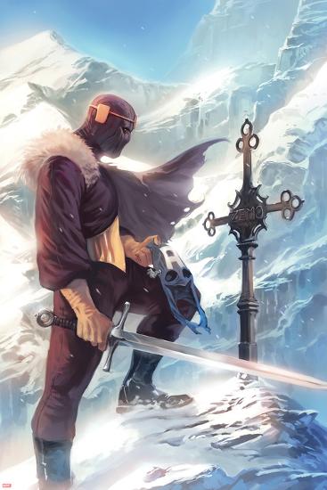 Captain America No.608 Cover: Baron Zemo Standing with a Sword in the Snow-Marko Djurdjevic-Lamina Framed Poster