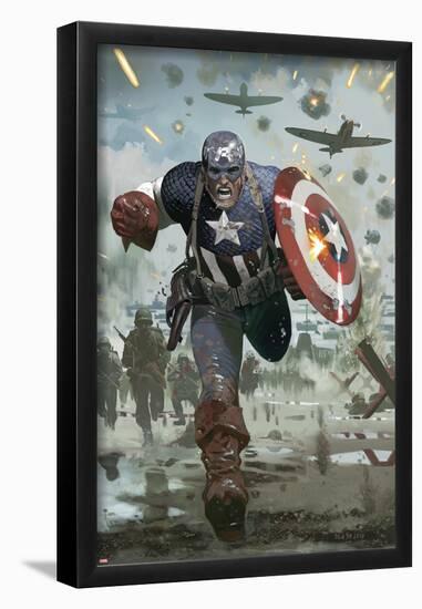 Captain America No.615 Cover: Captain America Running with his Shield-Daniel Acuna-Framed Poster