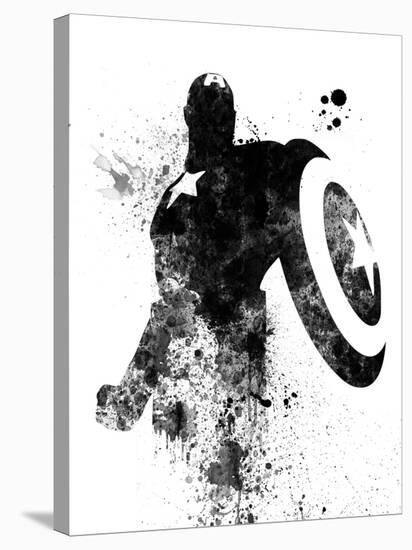 Captain America Watercolor V-Jack Hunter-Stretched Canvas