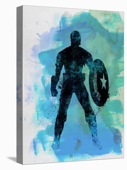 Captain America Watercolor-Jack Hunter-Stretched Canvas