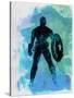 Captain America Watercolor-Jack Hunter-Stretched Canvas