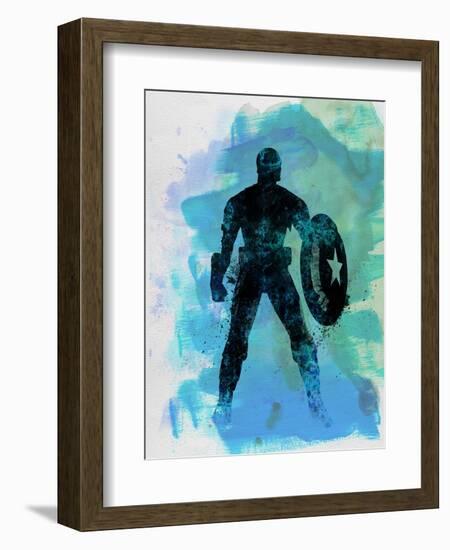 Captain America Watercolor-Jack Hunter-Framed Art Print