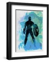 Captain America Watercolor-Jack Hunter-Framed Art Print