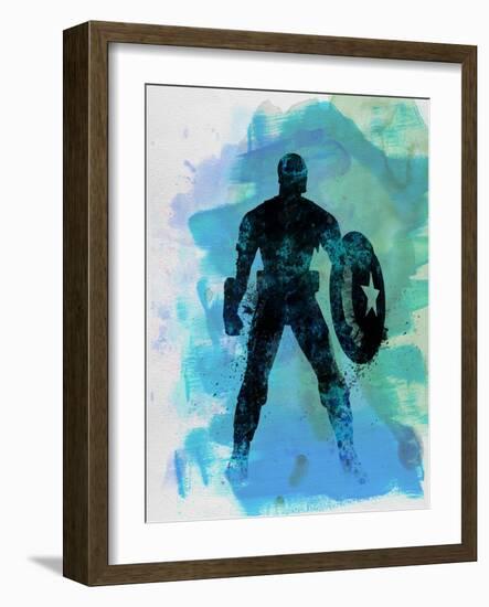 Captain America Watercolor-Jack Hunter-Framed Art Print