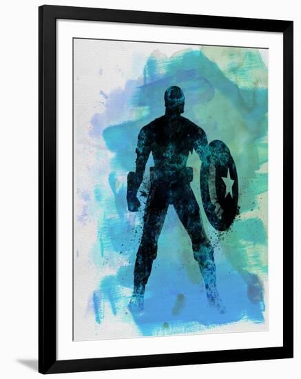 Captain America Watercolor-Jack Hunter-Framed Art Print