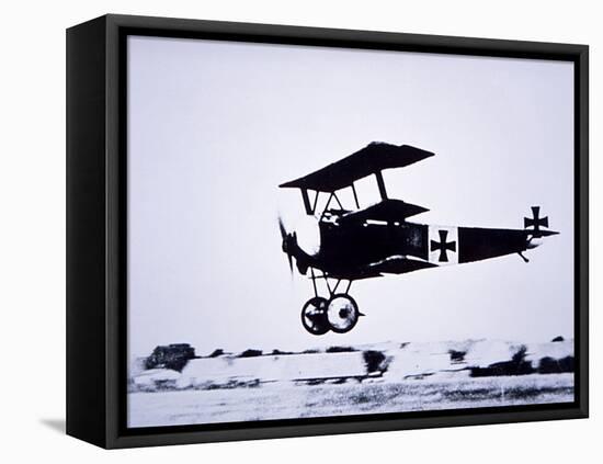 Captain Baron Von Richthofen Landing His Fokker Triplane-German photographer-Framed Stretched Canvas