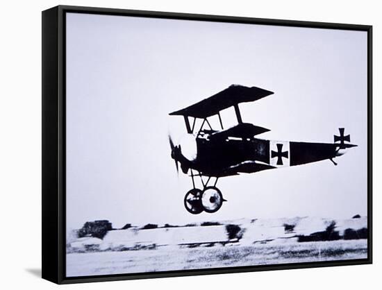 Captain Baron Von Richthofen Landing His Fokker Triplane-German photographer-Framed Stretched Canvas