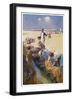 Captain Bligh and His Fellow Castaways Survive by Seeking Oysters off the Great Barrier Reef-Alec Ball-Framed Art Print