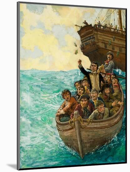 Captain Bligh and the Few Being Cast Adrift-Kenneth John Petts-Mounted Giclee Print