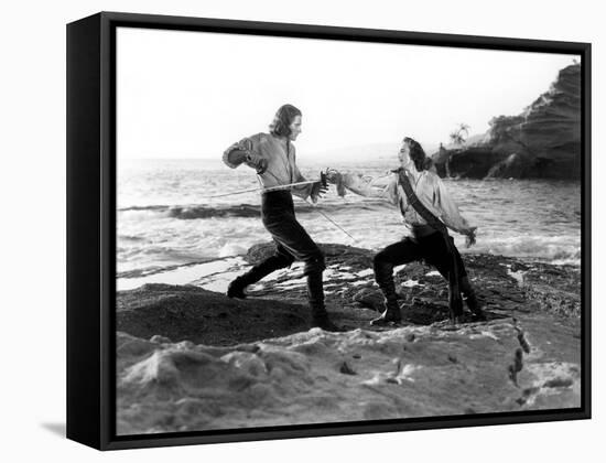 Captain Blood, Errol Flynn, Basil Rathbone, 1935-null-Framed Stretched Canvas