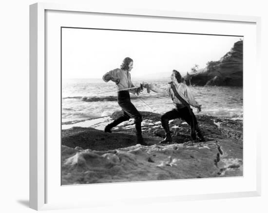 Captain Blood, Errol Flynn, Basil Rathbone, 1935-null-Framed Photo