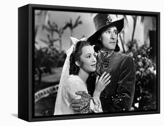 Captain Blood, Olivia De Havilland, Errol Flynn, 1935-null-Framed Stretched Canvas