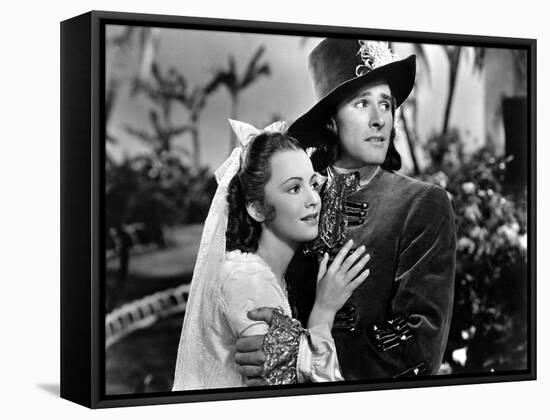 Captain Blood, Olivia De Havilland, Errol Flynn, 1935-null-Framed Stretched Canvas