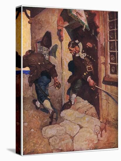 Captain Bones Routs Black Dog: One Last Tremulous Cut Would Have Split Him Had it Not Been Intercep-Newell Convers Wyeth-Stretched Canvas