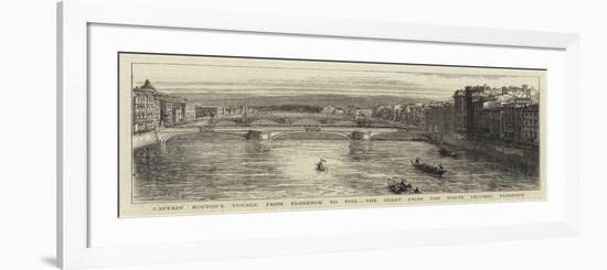 Captain Boyton's Voyage from Florence to Pisa, the Start from the Ponte Vecchio, Florence-null-Framed Giclee Print