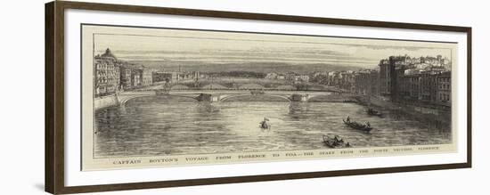 Captain Boyton's Voyage from Florence to Pisa, the Start from the Ponte Vecchio, Florence-null-Framed Giclee Print