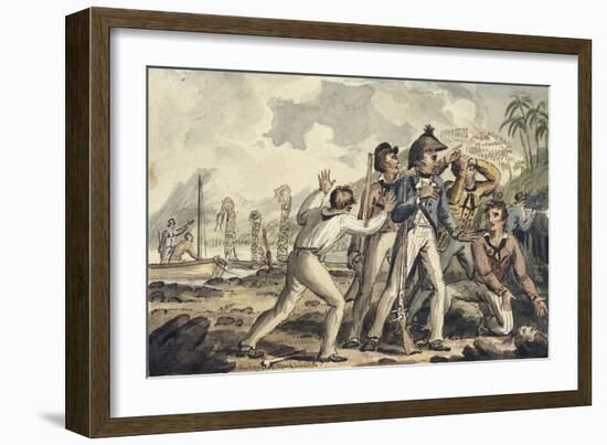 Captain Burney Discovering His Murdered Shipmates, Illustration from 'The Voyages of Captain Cook'-Isaac Robert Cruikshank-Framed Giclee Print