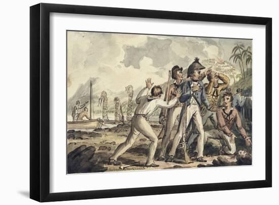 Captain Burney Discovering His Murdered Shipmates, Illustration from 'The Voyages of Captain Cook'-Isaac Robert Cruikshank-Framed Giclee Print