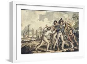 Captain Burney Discovering His Murdered Shipmates, Illustration from 'The Voyages of Captain Cook'-Isaac Robert Cruikshank-Framed Giclee Print