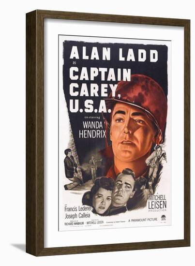 Captain Carey, U.S.A., Wanda Hendrix, Alan Ladd, 1950-null-Framed Art Print