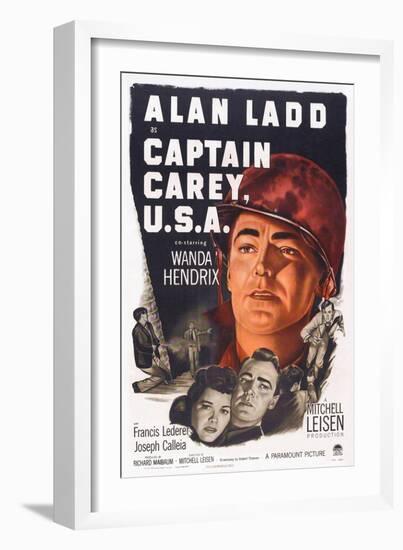 Captain Carey, U.S.A., Wanda Hendrix, Alan Ladd, 1950-null-Framed Art Print