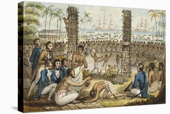 Captain Cook at the Island of Otaheite', from the Voyages of Captain Cook-Isaac Robert Cruikshank-Stretched Canvas