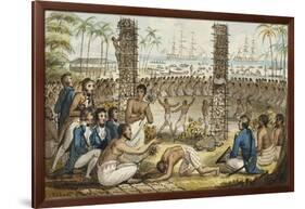 Captain Cook at the Island of Otaheite', from the Voyages of Captain Cook-Isaac Robert Cruikshank-Framed Giclee Print