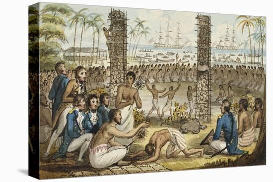 Captain Cook at the Island of Otaheite, Illustration from 'The Voyages of Captain Cook'-Isaac Robert Cruikshank-Stretched Canvas