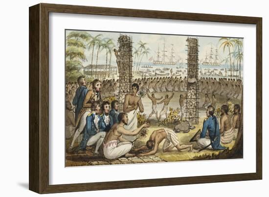 Captain Cook at the Island of Otaheite, Illustration from 'The Voyages of Captain Cook'-Isaac Robert Cruikshank-Framed Giclee Print