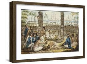 Captain Cook at the Island of Otaheite, Illustration from 'The Voyages of Captain Cook'-Isaac Robert Cruikshank-Framed Giclee Print