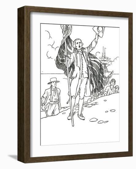 'Captain Cook Landing in Australia', 1912-Charles Robinson-Framed Giclee Print