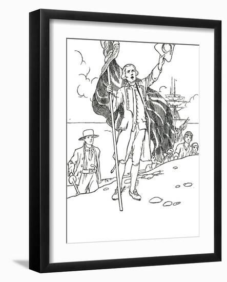 'Captain Cook Landing in Australia', 1912-Charles Robinson-Framed Giclee Print