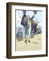 'Captain Cook Landing in Australia', 1912-Charles Robinson-Framed Giclee Print