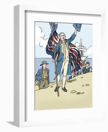 'Captain Cook Landing in Australia', 1912-Charles Robinson-Framed Giclee Print