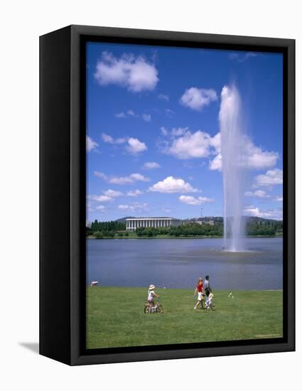 Captain Cook Memorial Fountain, Canberra, Australia-Ken Wilson-Framed Stretched Canvas