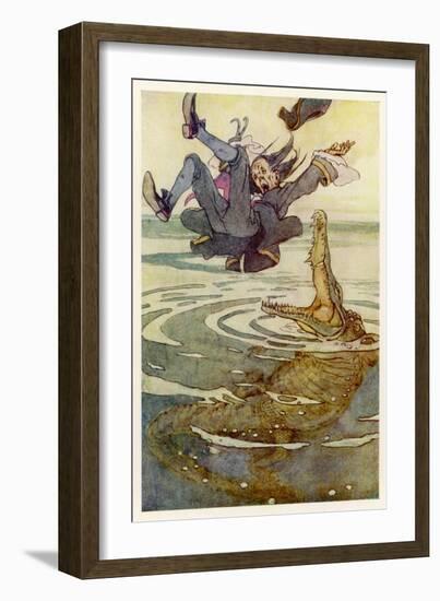 Captain Hook Falls into the Jaws of the Crocodile-Alice B. Woodward-Framed Art Print