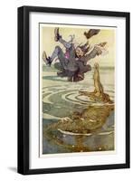 Captain Hook Falls into the Jaws of the Crocodile-Alice B. Woodward-Framed Art Print
