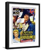 Captain Horatio Hornblower, from Left: Virginia Mayo, Gregory Peck, (Belgian Poster Art), 1951-null-Framed Art Print