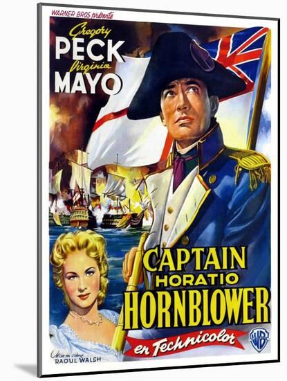 Captain Horatio Hornblower, from Left: Virginia Mayo, Gregory Peck, (Belgian Poster Art), 1951-null-Mounted Art Print