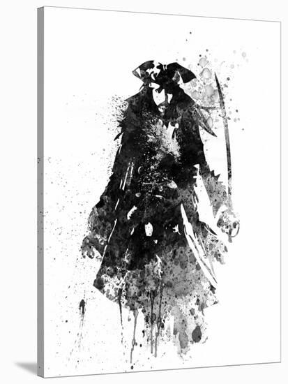 Captain Jack Sparrow Watercolor-Jack Hunter-Stretched Canvas