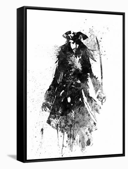 Captain Jack Sparrow Watercolor-Jack Hunter-Framed Stretched Canvas