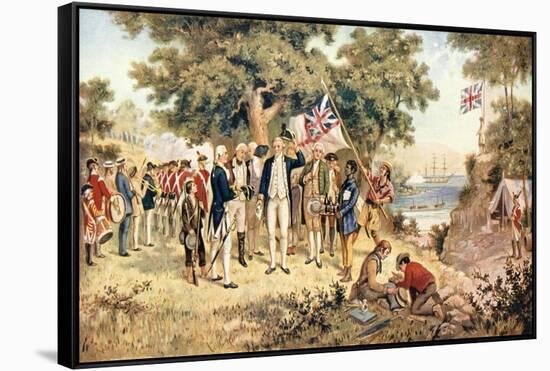 Captain James Cook Taking Possession of New South Wales in the Name of the British Crown, 1770-null-Framed Stretched Canvas