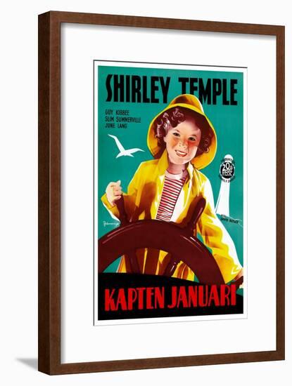 Captain January, (aka Kapten Januari), Shirley Temple on Swedish Poster Art, 1936-null-Framed Art Print