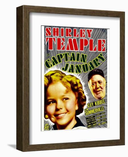 Captain January, Shirley Temple, Guy Kibbee on Midget Window Card, 1936-null-Framed Art Print