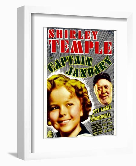 Captain January, Shirley Temple, Guy Kibbee on Midget Window Card, 1936-null-Framed Art Print